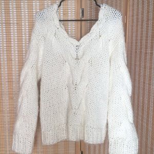 White Chunky Knit Sweater